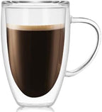 Double Wall Glass Coffee Cup, Insulated Tea, Café, Milk Mug (2-piece pack) (450ml, Irishtea) by ACEVER--LivewithSmile