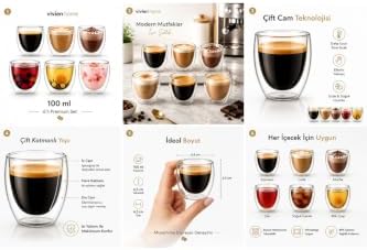 SODEF Set of 6 Double Wall Espresso Glasses 100ml Clear Glass for Coffee Tea Shot Drinks - White - Image 4