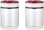 2PCS Glass Coffee Bean Jars, 32OZ Airtight Leak Proof Vacuum Coffee Canister Food Storage Container for Coffee Bean, Sugar, Tea, Nuts by Cicano