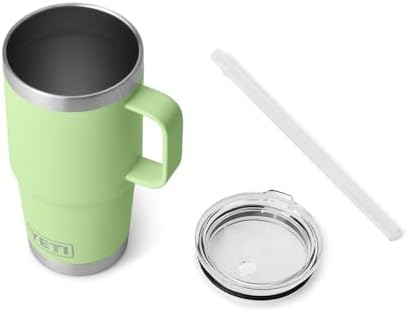 YETI Rambler 25 oz Tumbler with Handle and Straw Lid, Travel Mug Water Tumbler, Vacuum Insulated Cup with Handle, Stainless Steel, Key Lime - Image 4