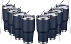 MEWAY 30oz Insulated Tumbler With Lids and Straws,Stainless Steel Double Vacuum Coffee Tumbler Cup, Brush, Durable Powder Coated Coffee Cup for Cold & Hot Drinks(Navy,8 PACK) by MEWAY