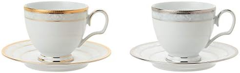 Noritake P91988/4335-6 Cup & Saucer (Pair Set) (Coffee Tea), 8.8 fl oz (250 cc), Hampshire Gold & Platinum, 2 Guests, Gold, Silver, Fine Porcelain - Image 2