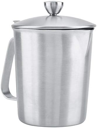 Stainless Steel Milk Frothing Pitcher with Lid and Measurement, Milk Steaming Cup for Latte and Cappuccino, Frothing Jug for Foamy Milk with Thermometer(2000ml) - Image 4