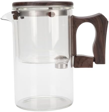 Glass Teapot with Fine Mesh Strainer Heatproof Borosilicate Body Wood Handle 750ml Transparent Loose Leaf Tea Pot for Hot or Cold Brew Dishwasher Safe - Image 3