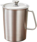Stainless Steel Pitcher with Lid, Metal Measuring Cup with Handle, 2l Milk Frothing Jug for Espresso Machines, Latte Art, Iced Tea, Hot/Cold Water by Fopytu