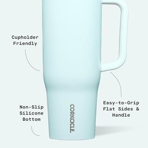 Corkcicle Cruiser Tumbler with Handle & Straw, 40 oz, Gloss Powder Blue - Image 4
