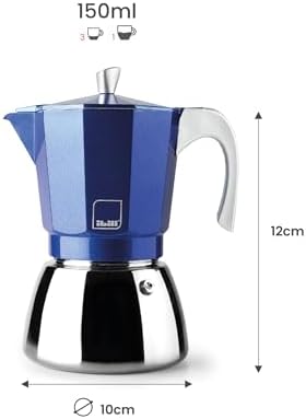IBILI - Elba Blue espresso machine, 3 cups, 150 ml, cast aluminium, stainless steel base, with reducer for 2 cups, suitable for induction - Image 2