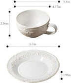 Cappuccino Cups with Saucers, 8oz Ceramic, Set of 4, Arctic White - Image 2
