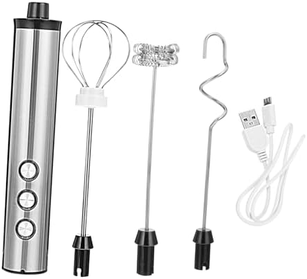 Handheld Electric Milk Frother 5v USB Rechargeable 3-speed Silver by Mikinona