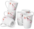 VEWEET Floral Coffee Mugs Set of 6, 16 OZ Large Handle Ceramic Mugs, ANNIE by VEWEET