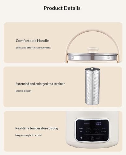 3L Glass Electric Kettle With Tea Infuser Touch Screen Adjustable Temperature Control 95-194°F Keep Warm Beverage Dispenser With Spigot For Home Office - Image 7