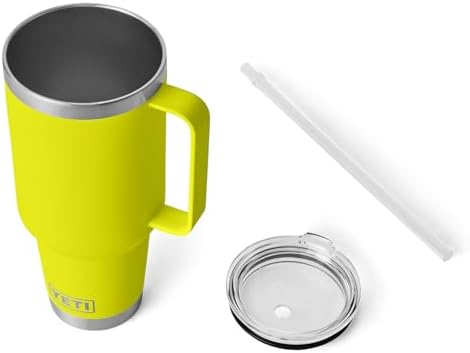 YETI Rambler 42 oz Tumbler with Handle and Straw Lid, Travel Mug Water Tumbler, Vacuum Insulated Cup with Handle, Stainless Steel, Firefly Yellow - Image 5