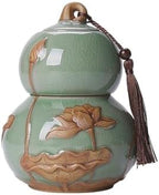 Kitchen Storage Jar Gourd Tea Caddy With Airtight Lid And Carrying Handle Ceramic Loose Storage Tin For Coffee Sugar, Nuts, Herb, Spice ﻿ Leaf Tea Jar(Green,Large) by Unknown