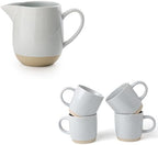 12 oz Coffee Mugs for 4 and 13oz Creamer with Handle by Famiware