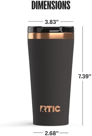 RTIC 18oz Pint Tumbler with Lid, Ceramic Lined, Black - Image 6