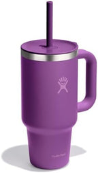 Hydro Flask Travel Tumbler with Handle, Lid and Straw - Insulated Stainless Steel in 32 Oz Beachplum Purple - Image 2