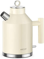 ASCOT Electric Kettle, 1.5L Stainless Steel Interior, 1500W, Cream by ASCOT