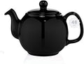 SAKI Large Porcelain Teapot, 48 Ounce Tea Pot with Infuser, Loose Leaf and Blooming Tea Pot - Black by SAKI