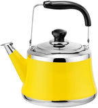 Tea Kettle Stovetop, 1.1 Quart Whistling Teapot Small Cute Stainless Steel Tea Pot with Ergonomic Folding Handle Suitable for All Heat Sources(Yellow,1L) by Unknown