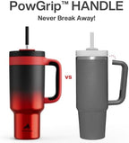 POWCAN 40 oz Tumbler with Handle, 2-in-1 Straw and Sip Lid, Leakproof, Dishwasher Safe, Insulated Stainless Steel Travel Coffee Mug, Keeps Cold for 34 Hours, Fits in Car Cup Holder (Ace) - Image 4