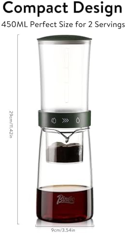 Bincoo Drip Cold Brew Coffee Maker,450ml High Borosilicate Glass Ice Drip Coffee Brewer,Adjustable Dual-Outlet Drip Speed, Constant Pressure Brewing - Image 6
