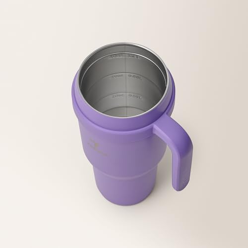 Reduce 40 oz Stainless Steel Tumbler with Handle - Dual-Wall Vacuum Insulated Travel Mug, Sweat-Proof Lid & Reusable Straw - Keeps Drinks Cold for 24 Hrs, Fits Cupholders, Dishwasher Safe-Purple Punch - Image 6