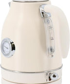 1.8 Quart Electric Tea Kettle and 2 Slice Toaster Combo, Matte Cream, Retro Kitchen Appliance Set with Adjustable Browning and Water Temperature Gauge - Image 4