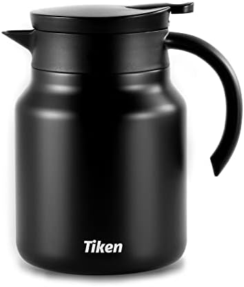 Tiken 34 Oz Thermal Coffee Carafes For Keeping Hot, Double Wall Stainless Steel Insulated Coffee Carafe, 1 Liter Beverage Pitcher (Matte Black) by WelcometoTikenWare