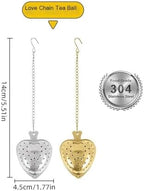 Heart Shaped Tea Infuser, Stainless Steel Loose Leaf Tea Strainer with Chain, Fine Mesh Filter for Herbal & Fruit Tea, 6.1 Inch(Silver) - Image 2