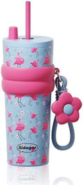 SDGA+ 24 oz Stainless Steel Tumbler with Lid and Straw, Insulated Water Bottle Leak Proof for Hot and Cold, Portable Travel Coffee Mug, Reusable Coffee Cup for Women, Flamingo Pink by SDGA