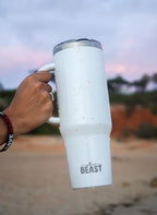 Beast 42 oz Tumbler with Handle Stainless Steel Vacuum Insulated Coffee Ice Cup Double Wall Travel Flask (Arctic White) - Image 3