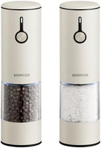 Electric Salt and Pepper Grinder Set Stainless Steel 2 Pack USB Rechargeable LED One Hand Off White by GORMODEOfficial