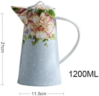 Water Pitcher 1200ML Water Pitcher with Lid and Handle Bone China Tea Kettle Vintage Water Jug Kitchen Cold Or Hot Beverages Coffee Juice Pot Water Jug(Blue) - Image 2