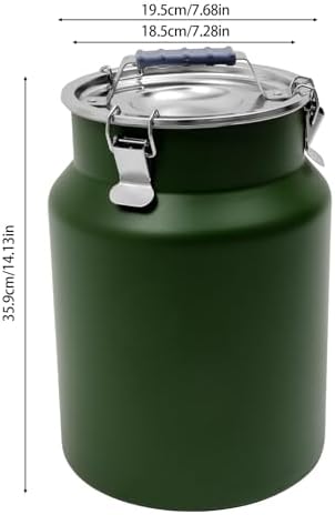 12L/3.17Gal Stainless Steel Airtight Canister Round Green Food Storage Canisters with Airtight Lid&Locking Clamp Rice Cereal Grain Canisters Container Bucket for Rice Milk Jug Coffee Bean Storage - Image 4