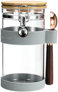uxcell Airtight Glass Canister with Bamboo Lid & Spoon, Glass Coffee Bean Storage Container 1200ml/40oz Kitchen Pantry Sealed Freshness for Grounds Tea Cereal Sugar, Gray by uxcell