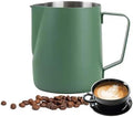 Milk Frother Cup 12oz/20oz Milk Frothing Pitcher Stainless Steel Milk Steaming Pitcher,Espresso Pitcher for Coffee Latte Art,Premium Barista Tools (Color : Green, Size : 600ml/20oz) by YCKEGEW