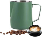 Milk Frother Cup 12oz/20oz Milk Frothing Pitcher Stainless Steel Milk Steaming Pitcher,Espresso Pitcher for Coffee Latte Art,Premium Barista Tools (Color : Green, Size : 600ml/20oz) by YCKEGEW