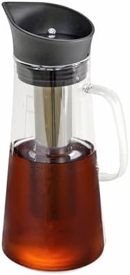 FixtureDisplays® 51oz/1.5L Cold Hot Full Immersion Brew Iced Coffee Maker Pitcher and Ice Tea Brewer with Spout & Silicone Seals, Glass Pitcher with 304 Stainless Steel Fine-Mesh Filter 22112-NPF by FixtureDisplays