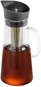 FixtureDisplays® 51oz/1.5L Cold Hot Full Immersion Brew Iced Coffee Maker Pitcher and Ice Tea Brewer with Spout & Silicone Seals, Glass Pitcher with 304 Stainless Steel Fine-Mesh Filter 22112-NPF by FixtureDisplays