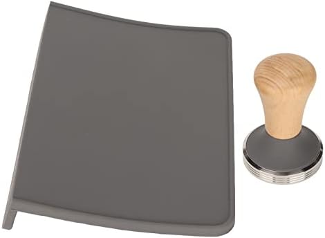 Coffee Tamper and Tamping Mat Set, 58 mm Tamper with Beechwood Handle and Oversized Silicone Tamper Mat, Dust Coffee Tamper Station Pad for Home Barista, Grey (58mm / 2.28in Tamper) - Image 7