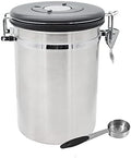 Coffee Canister Stainless Steel Airtight Storage Container with Scoop Date Tracker Release Valve Coffee Jar Food Storage Canister for Coffee Beans Sugar Tea Candy,Silver,1L by XHPBCG