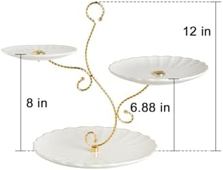 Sweejar 3 Tier Ceramic Cake Stand Wedding, Dessert Cupcake Stand for Tea Party Serving Platter (Milk Pink) - Image 3