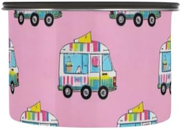 Pink Ice Cream Truck Summer Designed Storage Containers Airtight Stainless Steel Seal Container Button Opening Airtight Canisters - Image 2