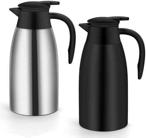 70oz Thermal Coffee Carafe Insulated Coffee Thermo,2 Pack Stainless Steel Thermo Pitcher,Double Walled Vacuum Insulation Coffee Carafes For Keeping Hot,Tea Water Hot Beverage Dispenser by OFFKITSLY