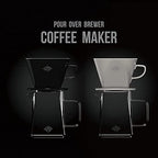 Pour Coffee Dripper Set Manual Drip Ceramic Coffee Maker 600ML Glass Carafe Ceramic Dripper Coffee Filters（White） - Image 2