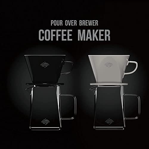 Pour Coffee Dripper Set Manual Drip Ceramic Coffee Maker 600ML Glass Carafe Ceramic Dripper Coffee Filters（White） - Image 2