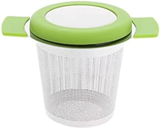 Tea Filters Stainless Steel Reusable Tea Infuser Basket Fine Mesh Strainer With Handles Lid and Coffee Filters for Loose Leaf(Green) by Unknown