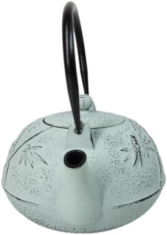 Ebros Gift Traditional Oriental Tetsubin Mint Green Bamboo Design 40oz Cast Iron Teapot With Enameled Interior And Strainer Asian Japanese Chinese Fusion Housewarming Tea Pot Accent - Image 6