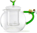 Qualia Glass Botanical Tea Pot Green, Hand Blown Teapot, Unique Teapot, Gift For Her by QualiaGlass