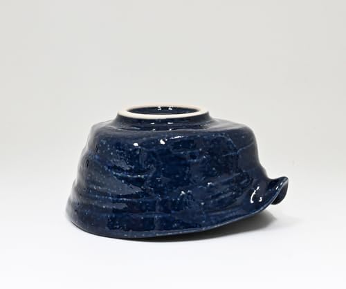 Urban Tokyo Meisen Pottery Handmade Ceramic Matcha Bowl with Pouring Spout, Japanese Minoyaki Pottery, Tea Ceremony Whisking, 18oz, Made in Japan (Namako Ao (Navy Blue)) - Image 7